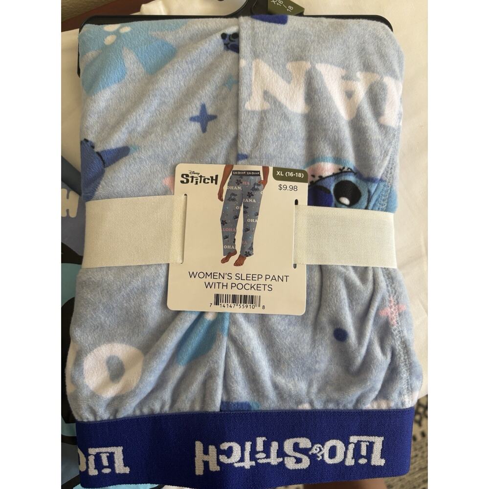 Disney Stitch Plush & Pajama Set Blue Sleepwear Lounge Bundle Gift - Picture 8 of 9
